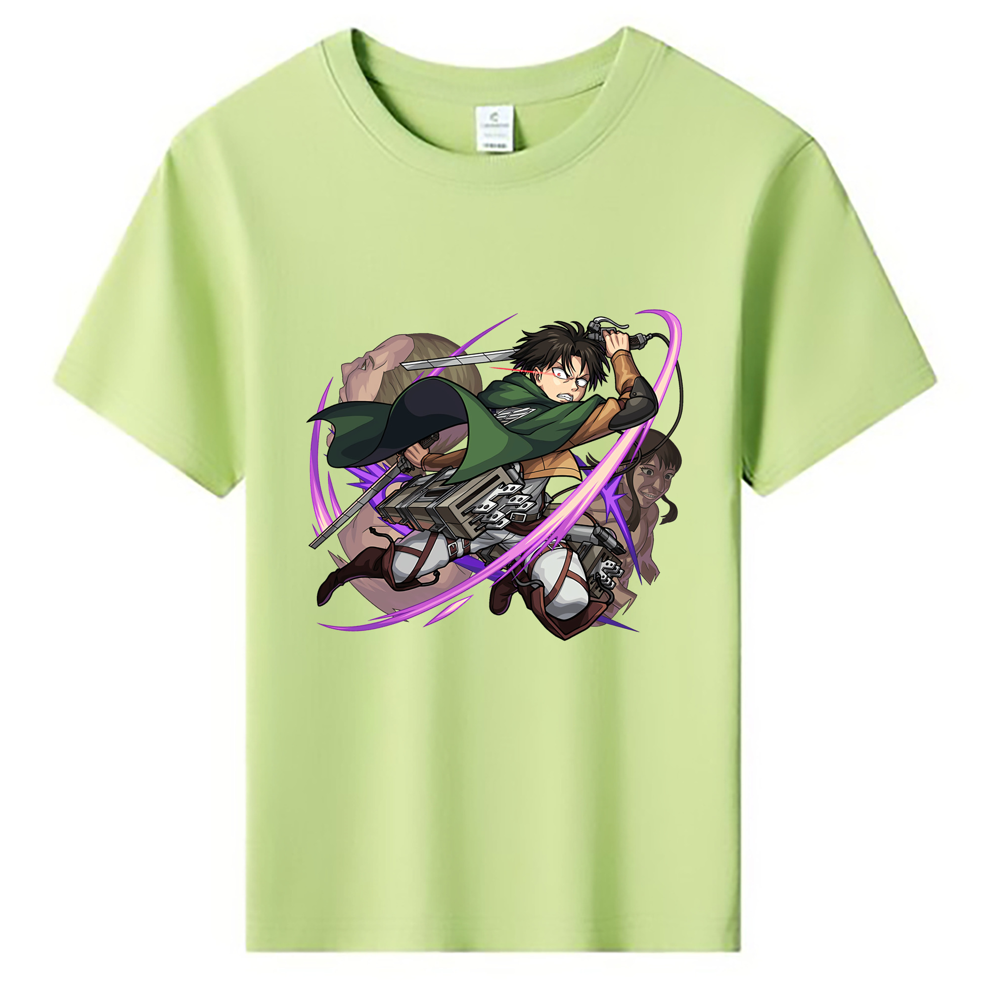 （画像用） 進撃の巨人 リヴァイ·アッカーマン Attack on Titan Levi Ackerman 綿100％キッズTシャツ（フロントプリント）